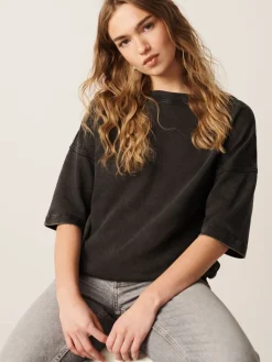 Next Charcoal Grey Relaxed Fit Heavyweight Longline T-Shirt