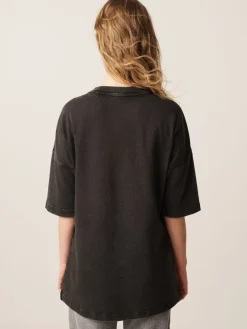 Next Charcoal Grey Relaxed Fit Heavyweight Longline T-Shirt