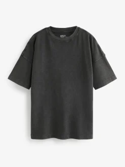 Next Charcoal Grey Relaxed Fit Heavyweight Longline T-Shirt