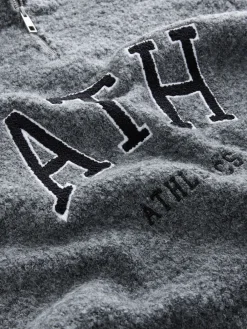 Next Charcoal Grey Sports Graphic Zip Neck Boucle Jumper Outlet