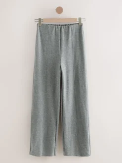 Next Charcoal Grey Supersoft Cosy Rib Wide Leg Knitted Trousers