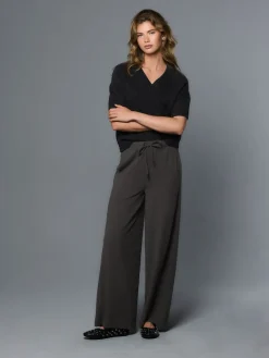 Next Wide Leg Jersey Joggers Charcoal Grey Sale