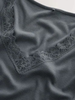 Next Thermal Base Layer Lace Trim Bodysuit Charcoal Clearance