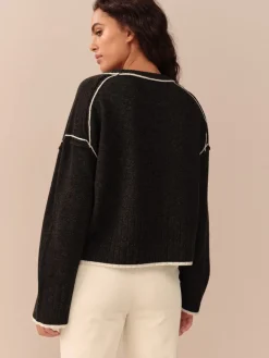 Next Charcoal Tipped 100% Lambswool N.Premium Crew Neck Jumper Sale