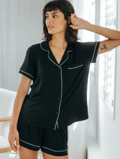 Chelsea Peers TENCEL™ Modal Short Button Up Pyjamas Set Black Best