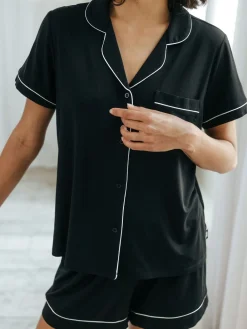Chelsea Peers TENCEL™ Modal Short Button Up Pyjamas Set Black Best
