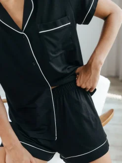 Chelsea Peers TENCEL™ Modal Short Button Up Pyjamas Set Black Best