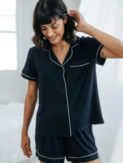 Chelsea Peers TENCEL™ Modal Short Button Up Pyjamas Set Blue Outlet