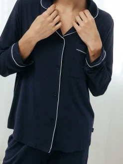Chelsea Peers TENCEL™ Modal Long Button Up Pyjamas Set Blue Discount