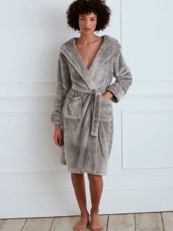Chelsea Peers Fleece Dressing Gown Charcoal Grey Hot