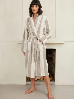 Chelsea Peers Natural Fleece Stripe Dressing Gown Best