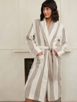 Chelsea Peers Natural Fleece Stripe Dressing Gown Best