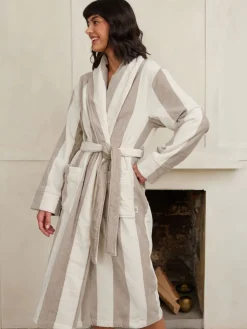 Chelsea Peers Natural Fleece Stripe Dressing Gown Best
