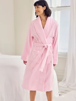 Chelsea Peers Pink Cotton Towelling Embroidered Good Morning Dressing Gown New