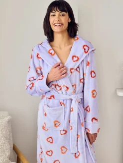 Chelsea Peers Purple Fleece Shrimp Heart Print Dressing Gown Best