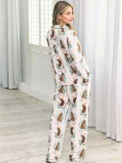 Chelsea Peers White Cotton Floral Leopard Print Long Pyjamas Set Discount