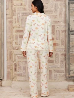 Chelsea Peers White Trouser Pyjamas Dinosaur Print Long Pyjama Set Online