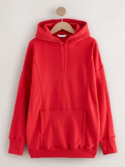Next Cherry Red Active Longline Overhead Seam Detail Supersoft Hoodie with Pockets Clearance