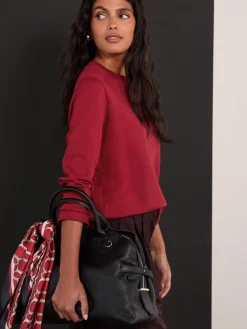 Next Cherry Red Long Sleeve Heavyweight Crew Neck T-Shirt Outlet