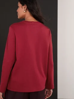 Next Cherry Red Long Sleeve Heavyweight Crew Neck T-Shirt Outlet