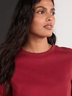 Next Cherry Red Long Sleeve Heavyweight Crew Neck T-Shirt Outlet