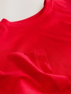 Next Cherry Red Relaxed Boxy Elbow Length Crew Neck T-Shirt Clearance