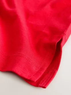 Next Cherry Red Relaxed Boxy Elbow Length Crew Neck T-Shirt Clearance