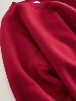 Next Relaxed Fit Heavyweight Regular Crew Neck Sweatshirt Cherry Red Outlet