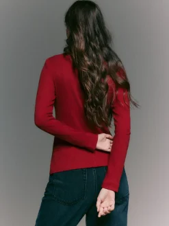 Next Cherry Red Ribbed High Neck Long Sleeve T-Shirt Sale