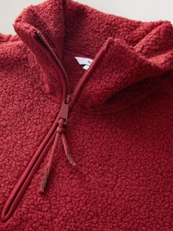 Next Cherry Red Soft Touch Cosy Teddy Borg Quarter Zip Fleece New