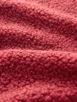 Next Cherry Red Soft Touch Cosy Teddy Borg Quarter Zip Fleece New