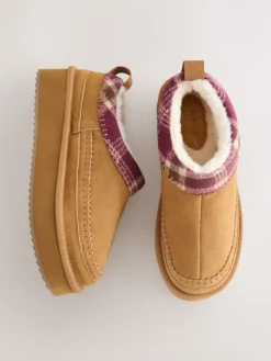 Next Forever Comfort® Leather Fur Lined Cosy Platform Shoes Chestnut Brown Sale