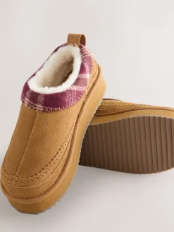 Next Forever Comfort® Leather Fur Lined Cosy Platform Shoes Chestnut Brown Sale