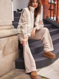 Next Chestnut Brown Leather Cosy Borg Lined Slip-On Shoes Online