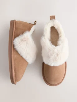 Next Suede Shoot Slippers Chestnut Brown