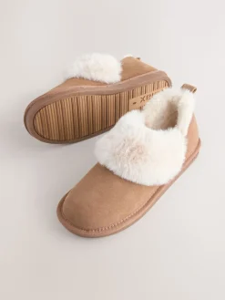 Next Suede Shoot Slippers Chestnut Brown