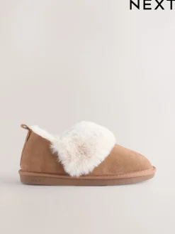 Next Suede Shoot Slippers Chestnut Brown