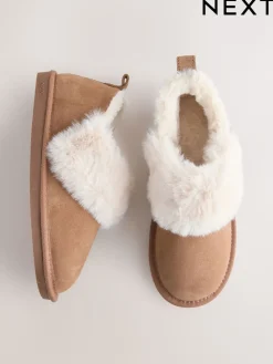 Next Suede Shoot Slippers Chestnut Brown