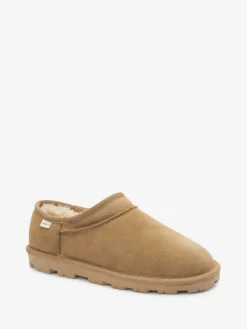 Next Suede Shoot Slippers Chestnut Brown Discount