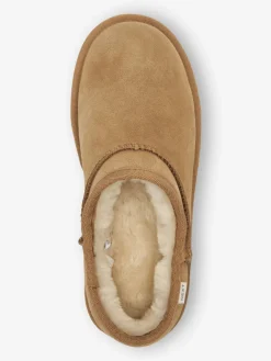 Next Suede Shoot Slippers Chestnut Brown Discount