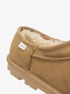 Next Suede Shoot Slippers Chestnut Brown Discount