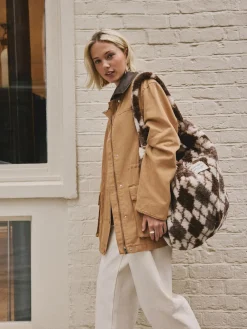 Next Chocolate Brown Borg Argyle Shoulder Bag Sale