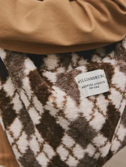 Next Chocolate Brown Borg Argyle Shoulder Bag Sale