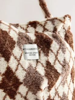 Next Chocolate Brown Borg Argyle Shoulder Bag Sale