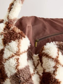 Next Chocolate Brown Borg Argyle Shoulder Bag Sale