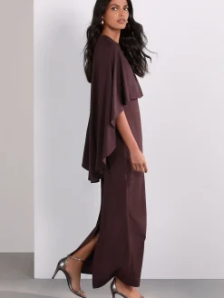 Next Chocolate Brown Cape Maxi Dress Clearance