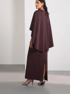 Next Chocolate Brown Cape Maxi Dress Clearance