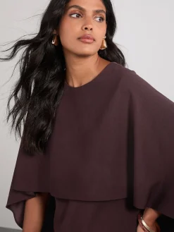 Next Chocolate Brown Cape Maxi Dress Clearance