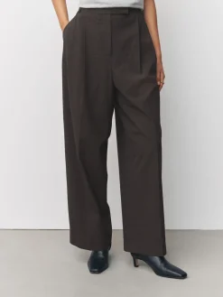 Next Chocolate Brown Check Double Pleat Straight Leg Trousers Best