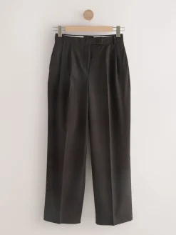 Next Chocolate Brown Check Double Pleat Straight Leg Trousers Best